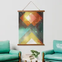 Seventies Orange Abstract Techno Triangles Hanging Tapestry