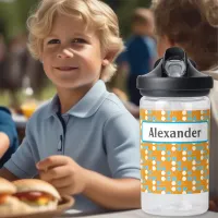 Orange Dots Patterned Custom Monogram Child's Water Bottle