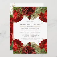 Burgundy Red and Gold Vintage Rehearsal Dinner Invitation