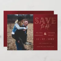 Rust Red Stylish Handwritten Photo Save the Date