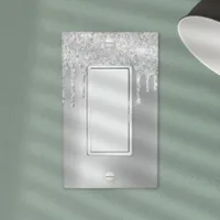 Silver Dripping Glitter & Metallic Platinum Pewter Light Switch Cover