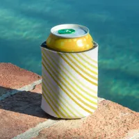 Can Cooler - Shades of Yellow Diagonal Stripes