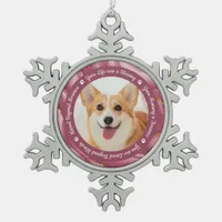 Dog Memorial Rose Gold Personalized Pet Photo Snowflake Pewter Christmas Ornament