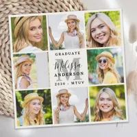 Modern 8 Photo Collage Stylish Graduation Announcement