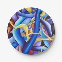 Contemporary Blue Abstract - Depth Illusion Paper Plates