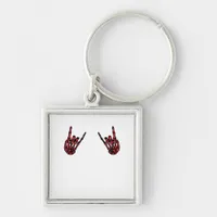 Skeleton Hand Heart Roll & Red Classic  Keychain