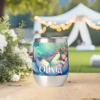 Fairy Sleeping on a Flower Fairytale Personalized Thermal Wine Tumbler