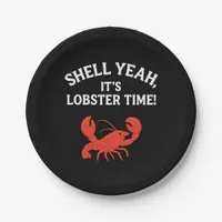 Red lobster party quote retro black paper plates