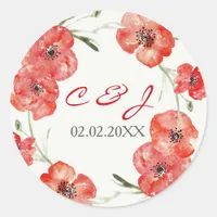 Pretty Red Poppies floral wedding stickers