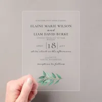 Watercolor Foliage Greenery Wedding Acrylic Invitations