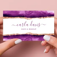 Signature Script Purple And Gold Watercolor Business Card