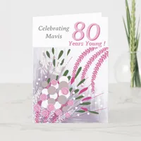 Modern Floral 80th Birthday Greeting Card