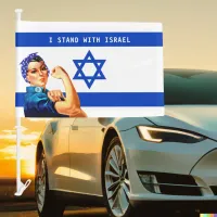 I Stand with Israel Vintage Rosie White & Blue Car Flag