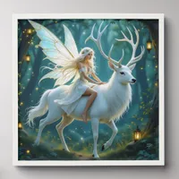Fairy and White Deer Magical Forest Peel And Stick Photo Tile