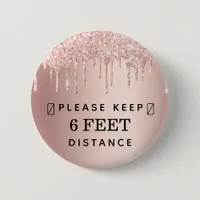 Keep distance rose gold pink glitter drips button