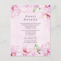 Rose Gold & Pink Magnolia Geometric Guest Details Enclosure Card