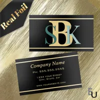 Three Color Professional Metallic Foil Monogram  Business Cards
