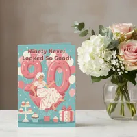 Balloons Elegant Woman's 90th Birthday Greeting Card