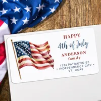 4th of July Custom American Flag Return Address Label