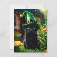 Magical Black St. Patrick's Day Kitten Postcard