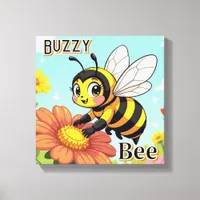 Buzzy Bee | Cute Cartoon Kid's Nursery Art Canvas Print