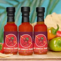 Red Maroon Cartoon Hot Chilli Sauce