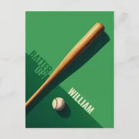 Green Baseball Postcard