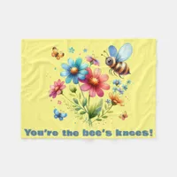 Floral Watercolor Monogram You're the Bee's Knees  Fleece Blanket