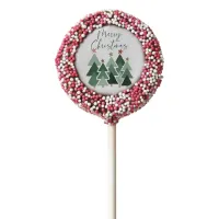 Cute Modern Rustic Christmas Trees Typography Chocolate Covered Oreo Pop