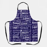Phonetic Alphabet Print Blue and White Apron