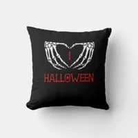 Halloween Skeleton Hands Forming Heart Gothic Throw Pillow
