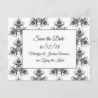 Black Damask Wedding Save the Date Postcards
