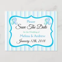 Blue Green Oceanic Beachy  Save the Date Postcard