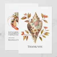 Floral Seashell Coastal Nautical Beach Wedding Thank You Card
