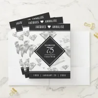 Elegant 75th Diamond Wedding Anniversary Pocket Folder