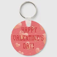 Happy Valentine's Day Tiny Heart Shaped Font Keychain