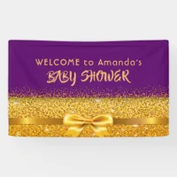 Baby Shower purple gold welcome monogram name Banner