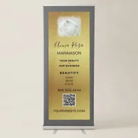 *~* LOGO QR Floral ROSE Gold Foil  Shop Store Retractable Banner