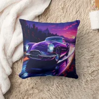 Fast cruising under a vibrant sunset sky throw pillow