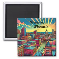 Madison, Wisconsin Skyline at Sunset   Magnet