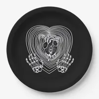 Crying Heart In White  - Skeleton Hands Hearts Paper Plates