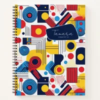 Retro Geometric Abstract Pat#10 Navy Red ID1067 Notebook