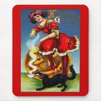 Vintage Halloween Lady in Red Mouse Pad