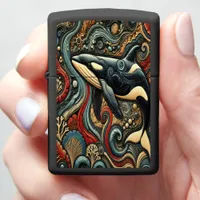 Underwater Grace: Whales and Waves Zippo Lighter