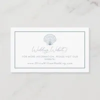 Elegant Seashell Beach Dusty Blue Wedding Website Enclosure Card