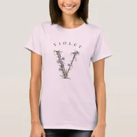 Customizable Minimalist Initial 'V' Elegant T-Shirt