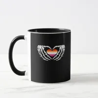 Lesbian Pride Skeleton Halloween Wlw Goth Heart Cl Mug