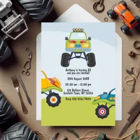 Personalized Monster Truck Birthday Photo Invitation