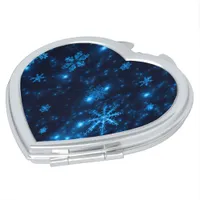 Deep Blue and Bright Snowflakes Compact Mirror
