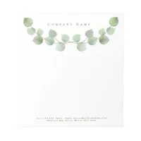 Elegant Green Eucalyptus Leaf Company Name Notepad